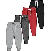 Resinta 4 Pack Toddler and Boys Joggers Sweatpants Cotton Kids Active Pants with Drawstring Casual Athletic Clothes