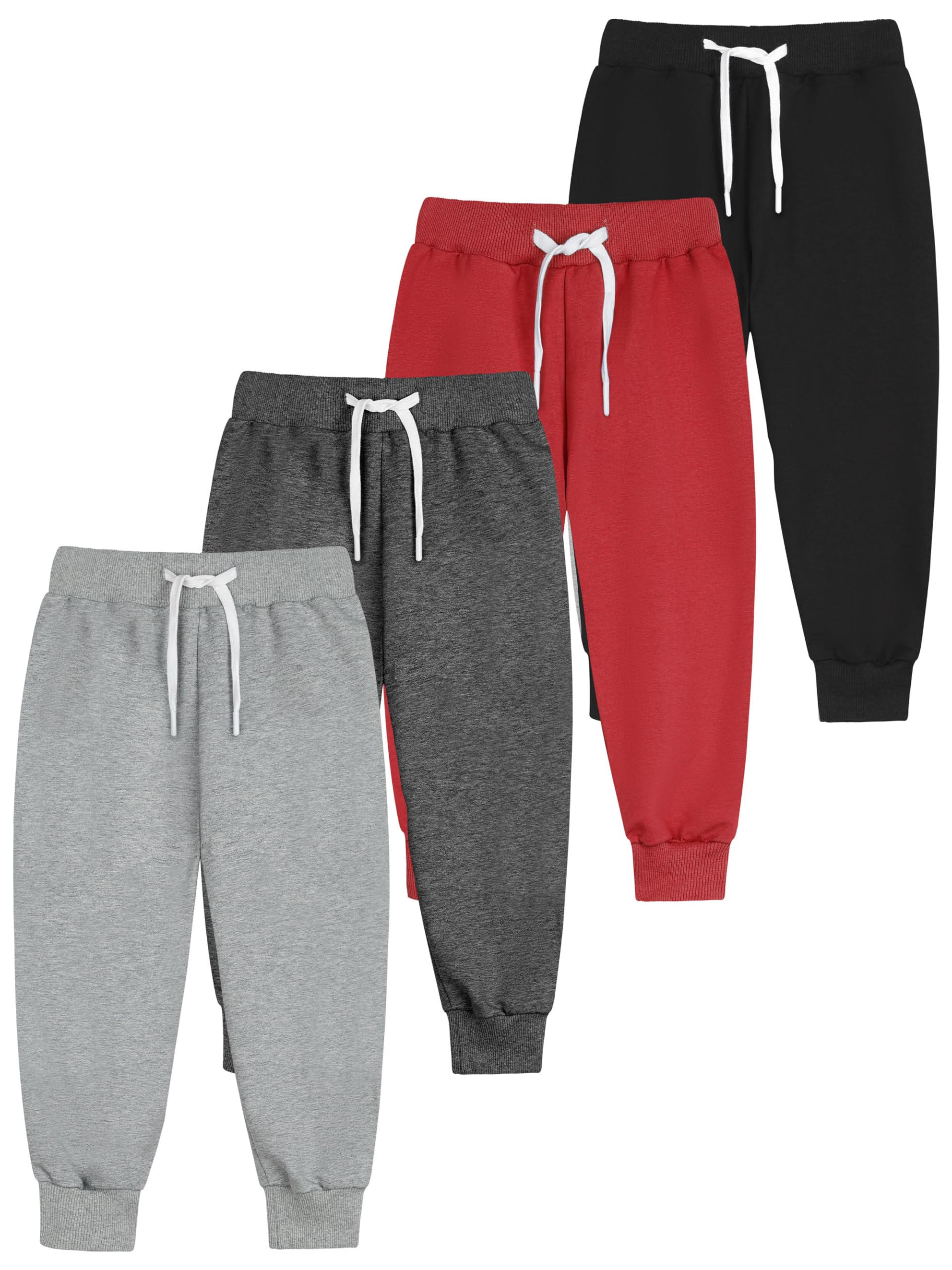 Resinta 4 Pack Toddler and Boys Joggers Sweatpants Cotton Kids Active Pants with Drawstring Casual Athletic Clothes Image