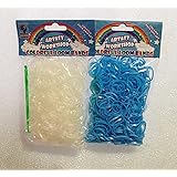 [Artasy ™][並行輸入品] DIY 透明ゴム X 金属色ゴム バンドブレスレット (透明 + ブルー) Loom Bands refill Pack - (600 + 600 pcs) rubber ring Color: Transparent + Blue