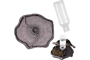 BEANPRECOY Reptile Water Dispenser, Turtle Water Bowl, 2 in 1 Reptile Automated Feeder, Turtle Water Dispenser with Bottle fo