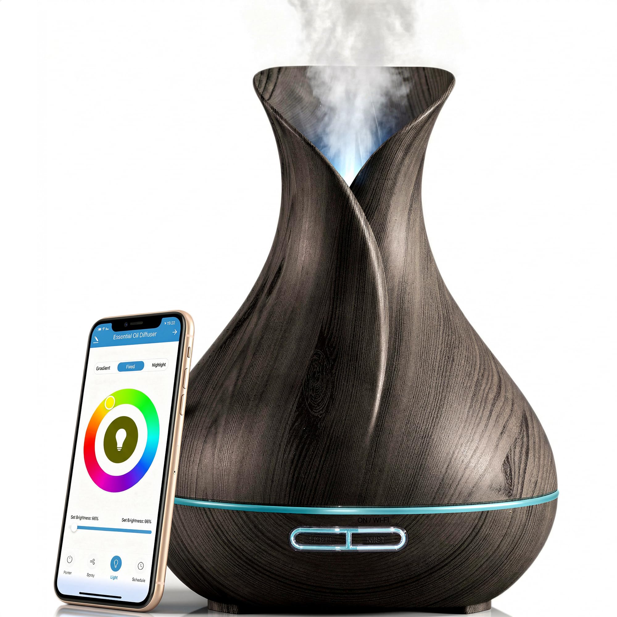Photo 1 of **FOR PARTS ONLY/ NON-FUNCTIONAL /DIRTY** Sierra Modern Home Smart WiFi Humidifier - Aromatherapy Essential Oil Diffusers with App Control & Voice Control - Works with Alexa & Google Home - 400ml Ultrasonic Diffuser & Humidifier - Dark Brown
