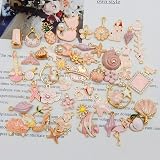 Julie Wang 20 Pieces Pink Enamel Metal Charms Assorted Styles 2-3 cm view 3
