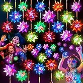 HONLYNE24 PCS Flashing Crystal Star Necklaces, Glow Necklaces Bulk Light up Party Favors, LED Glow in The Dark Necklaces for Kids Adults Birthday Glow Party Rave Halloween Goodie Bags Filler