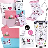 IUUIVV Best Golf Gifts for Women Golfers Golf Accessories for Women, 20 OZ Tumbler Golfer Socks Golfball Keychain Makeup Bag for Christmas Holiday Birthday Party Favors