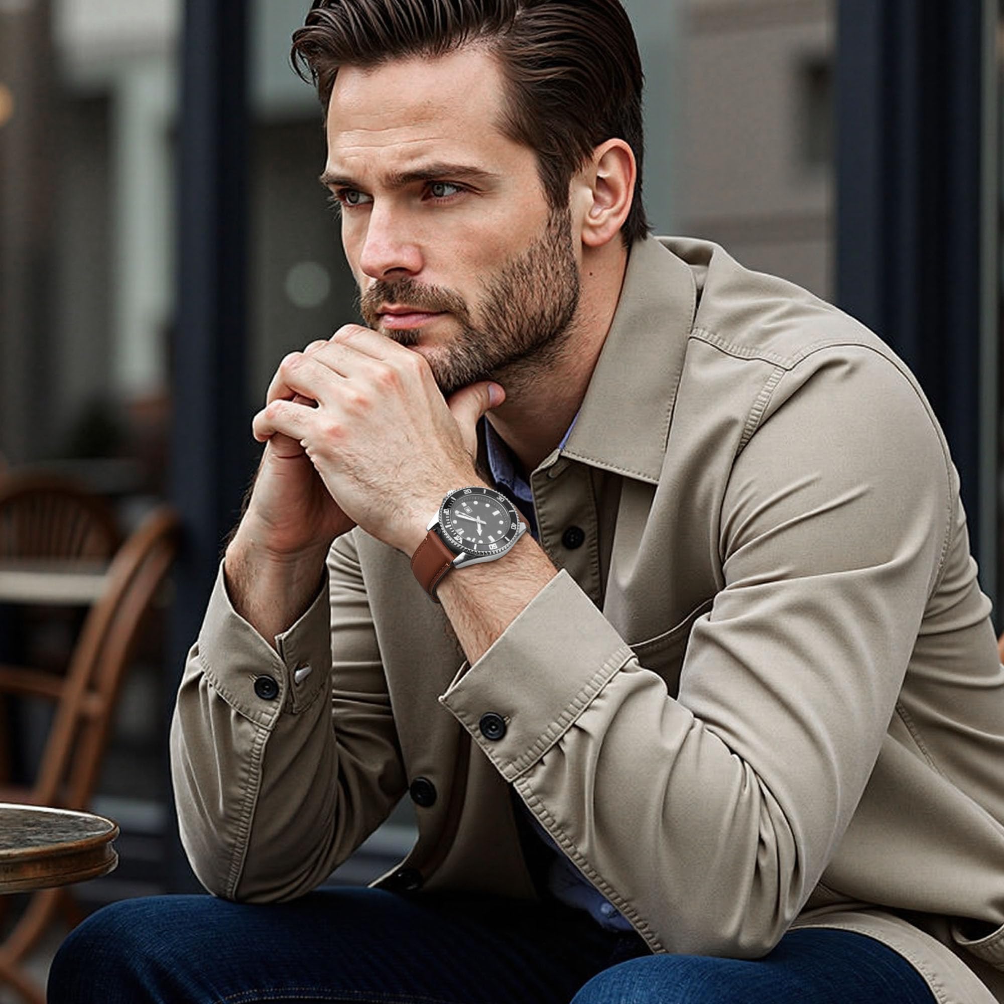 Fullmosa Watch Bands,18mm 19mm 20mm 22mm 24mm Quick Release Leather Watch Band Strap - Burnished Leather Watch Band Vintage Wristband