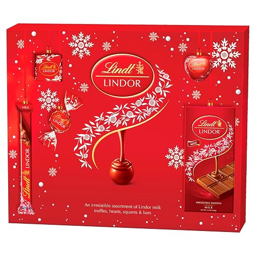 Lindt Lindor Milk Chocolate Christmas Selection Box – Medium 234g – Truffles, Hearts, Squares & Bars – 2025 Gift for Him & Her
