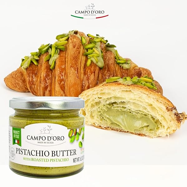 CAMPO D’ORO – PISTACHIO BUTTER SWEET SPREADABLE CREAM, 6.3 OZ (180G), RICH & NUTTY FOR KNAFEH PISTACHIO DUBAI CHOCOLATE BARS