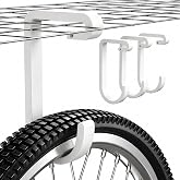 Thickened Bike Hooks for Garage Ceiling Rack,S Hooks for Hanging Bike,White | 4 Pack, Heavy Duty Bicycle Hanger Hooks, Overhead Storage Rack Hooks, Hold 50 Lb, Bike S Hooks, Metal