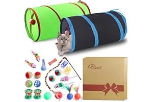 Itent 23PCS Assortment of Cat Toys -Foldable Spiral Tunnel,Spring,Mice,Cat Interactive Feather Teaser Wand Ball Toy, Colorful Balls & Bells for Kittens, Cats, and Puppies!