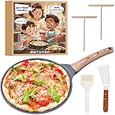 DOTUHAO Nonstick Crepe Pan Set, 5 Piece Set Kitchen Pancake Grill Pan, 8 Inch Granite Coating Flat Skillet Tawa Dosa Tortilla Pans, Pizza Pans, Fry-Pan Compatible with All Stovetops (8 Inch)