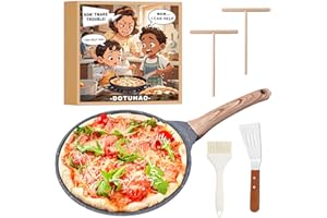 DOTUHAO Nonstick Crepe Pan Set, 5 Piece Set Kitchen Pancake Grill Pan, 8 Inch Granite Coating Flat Skillet Tawa Dosa Tortilla