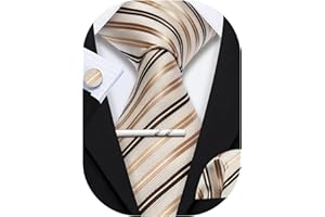 YOHOWA Men Plaid/Striped Ties Set Silk Business Wedding Formal Fashion Necktie and Pocket Square Cufflinks Set