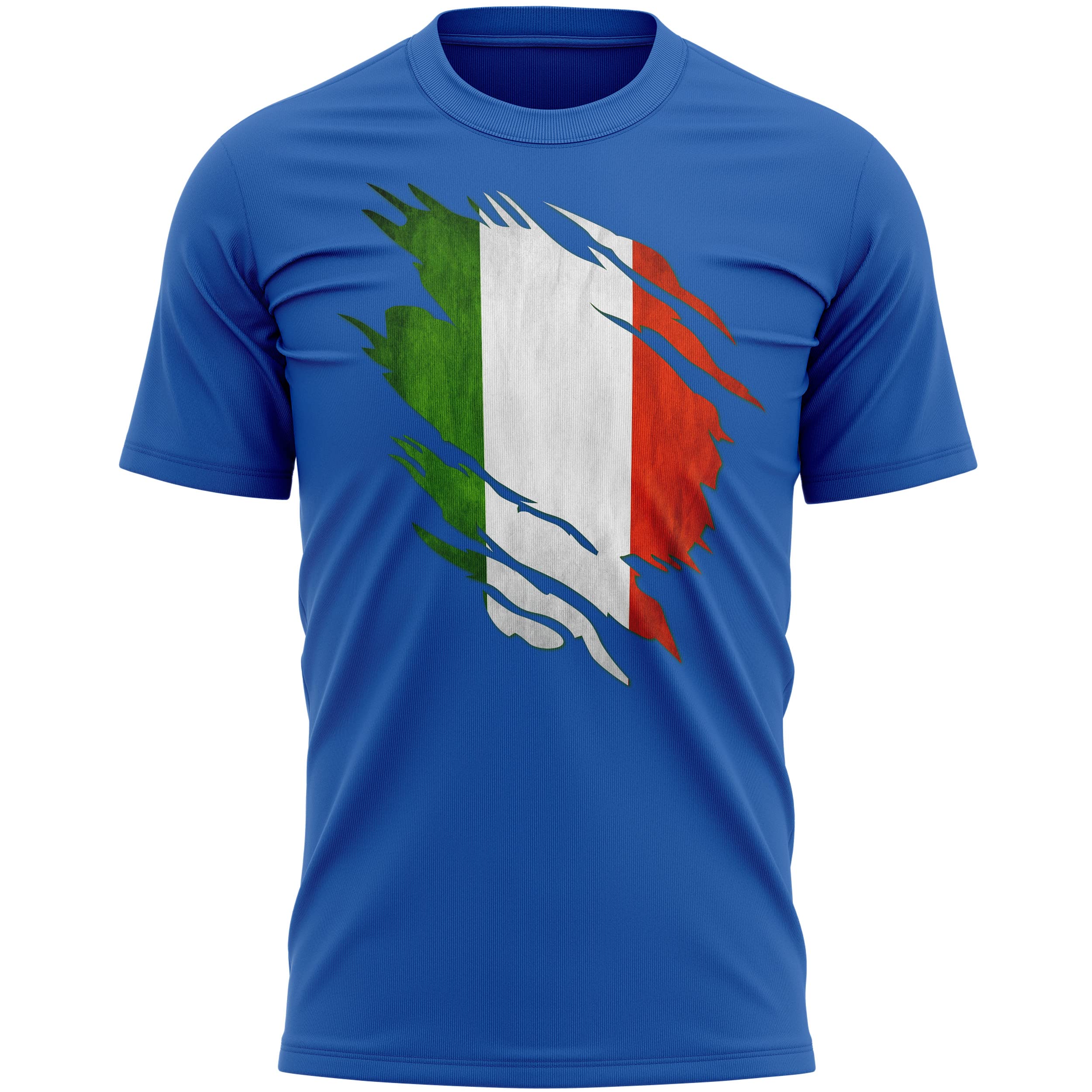 Italy Torn Mens T Shirt, Italy Rugby Gifts, Italia Flag Torn, Italian Gift, Italian Rugby Shirt, GLI Azzurri Present for Him or Her, XXL, Royal