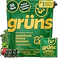 Gruns Adult Super Greens Multivitamin Gummies, Superfood Gummy Vitamins for Women and Men with Spirulina, Chlorella, Adaptoge