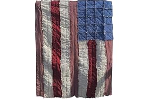 SCZWKHG American Retro Handmade Flag Quilt, Americana Flag Bedspread, Independence Day Freedom Theme Duvet Cover, Handmade American Flag Rag Quilt, USA Banner Coverlet, Great Collectible for Patriots 2025