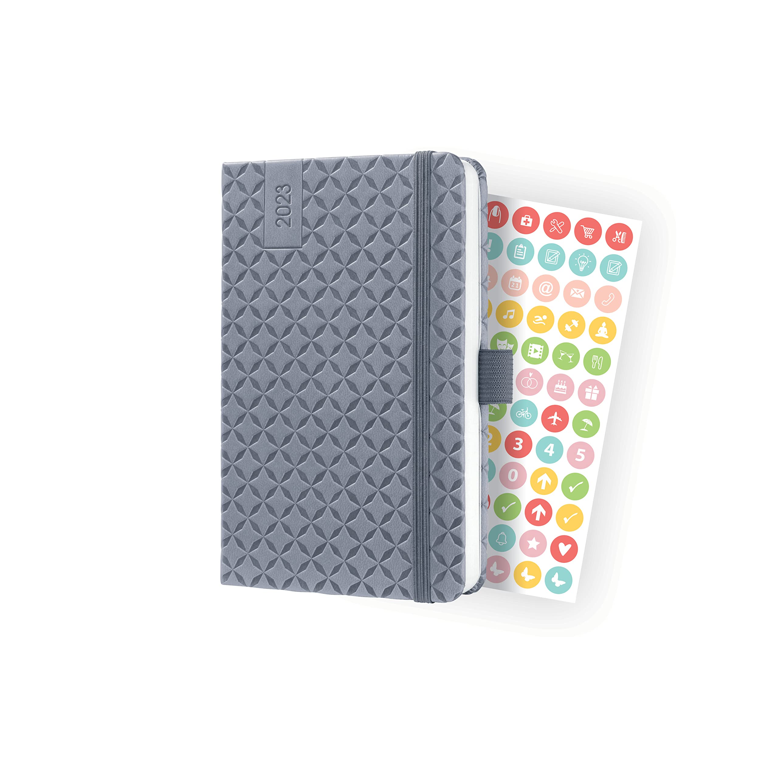 SIGEL J3120 Jolie Weekly diary 2023 - hardcover - 9,5 x 15 cm - 174 pages - light grey
