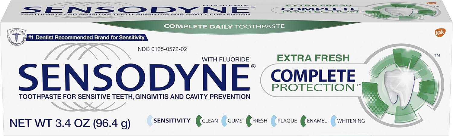 Sensodyne Complete Protection Sensitive Toothpaste For Gingivitis, Sensitive Teeth Treatment, Extra Fresh - 3.4 Ounces : Beauty