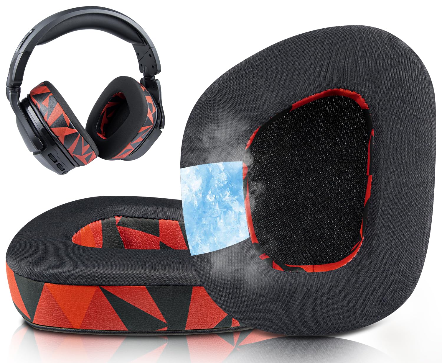 SOULWIT Cooling-Gel Earpads Replacement for Turtle Beach Stealth 600 Gen 2 USB/MAX, 600 Gen3 PC/PS/XB, 500 XB Wireless Headset, Ear Pad Cushions with Noise Isolation Foam - Red Storm