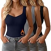 Yearntown 3 Pack Women's Thermal Tank Tops Sleeveless Cotton Underwear Top Sweetheart Neck Ribbed Undershirts Base Layer Vest