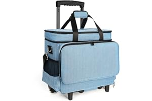Lorzon Sewing Machine Case with Wheels, Rolling Sewing Machine Tote for Carrying, Fits for Most Machines