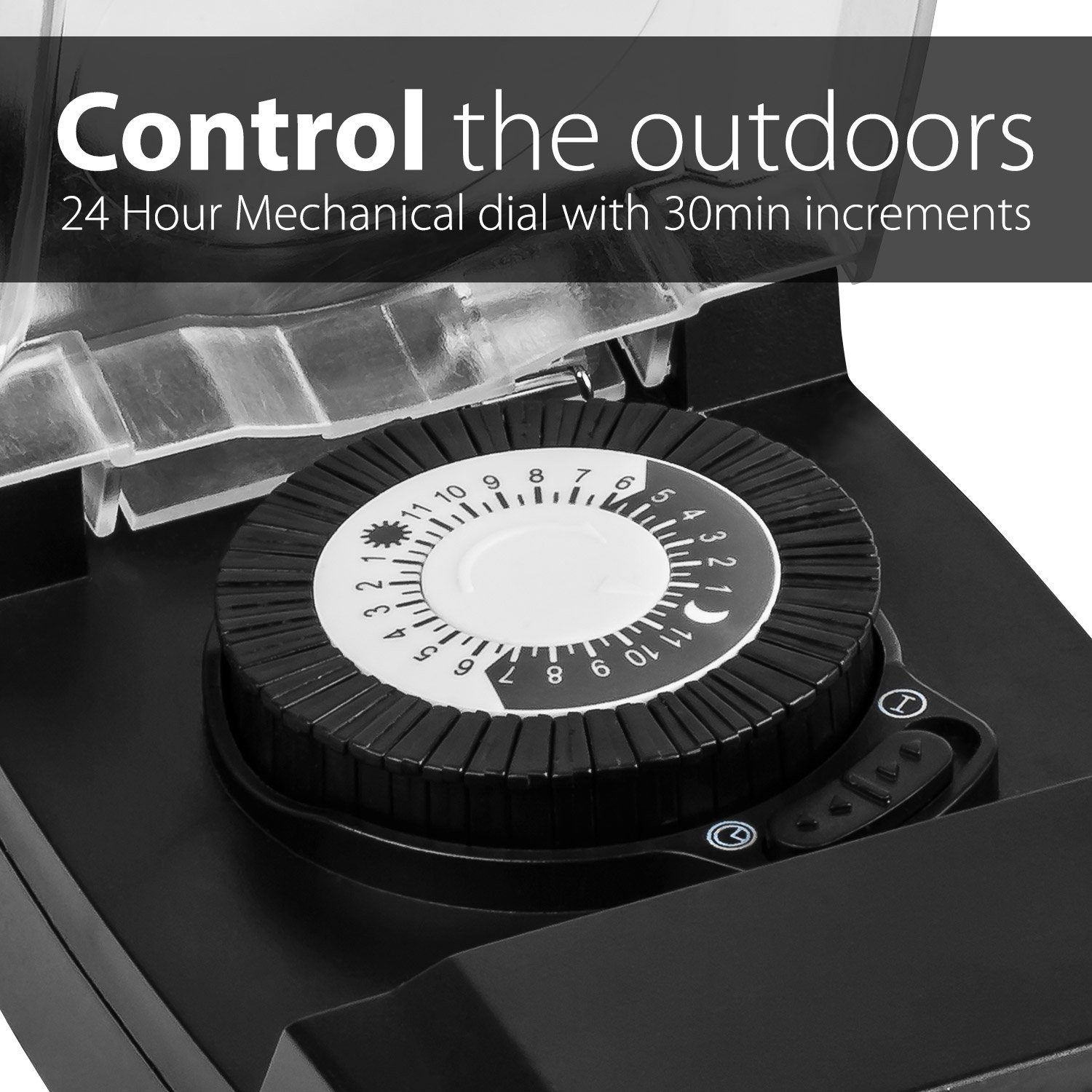 Fosmon Outdoor Timer Outlet, 15A 24Hour Mechanical Light Timer, 3