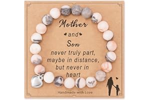 HGDEER 100% Natural Stone - Promotes Calm, Positive Energy, and Offer Protection, Pink Zebra Jasper Bracelet Perfect Mother's Day Gift with a Heartfelt Quote Card