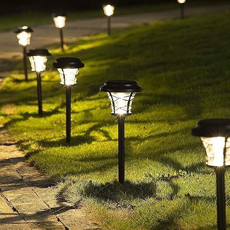 solpex lote de 6 luces solares para exteriores luz led automatica para patio jardin y jardin acabado inoxidable color blanco calido