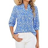Blooming Jelly Women's Dressy Casual Blouses Summer Spring Floral Work Tops V Neck Short Sleeve Shirts Outfits