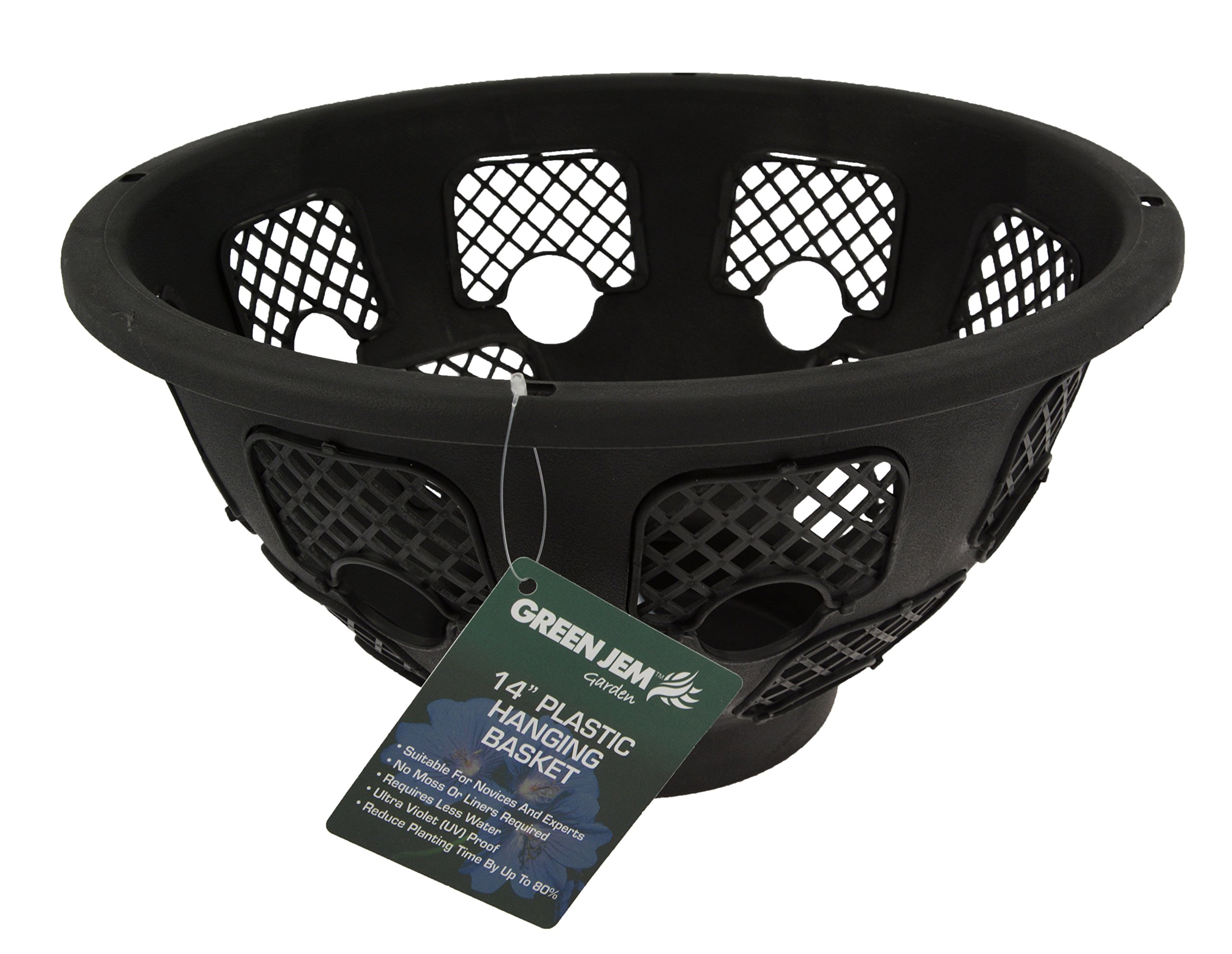 Green Jem 14-Inch Plastic Hanging Basket - Black