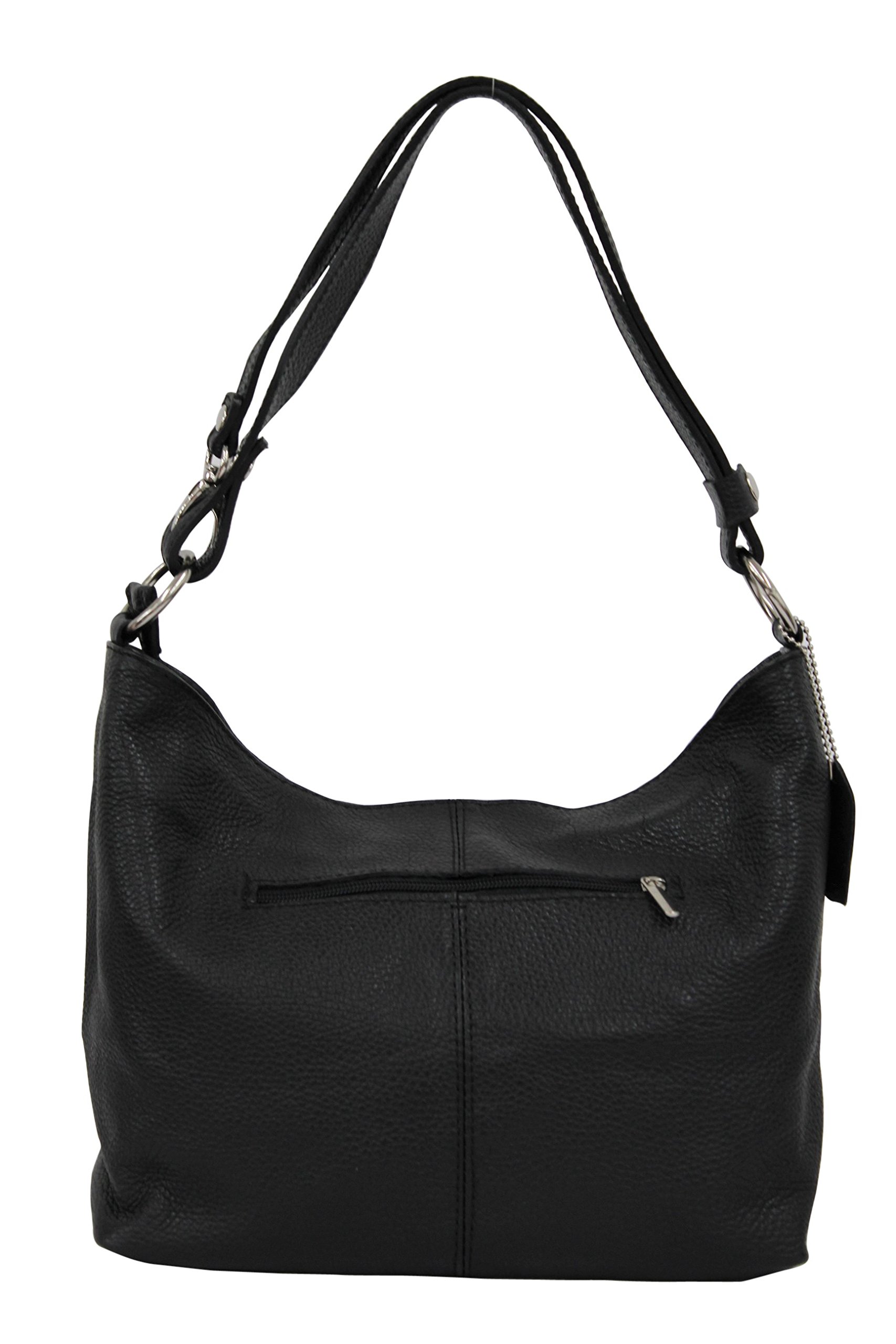 AMBRA Moda GL005 - Women's handbag, shoulder bag, hobo bag genuine leather (black)