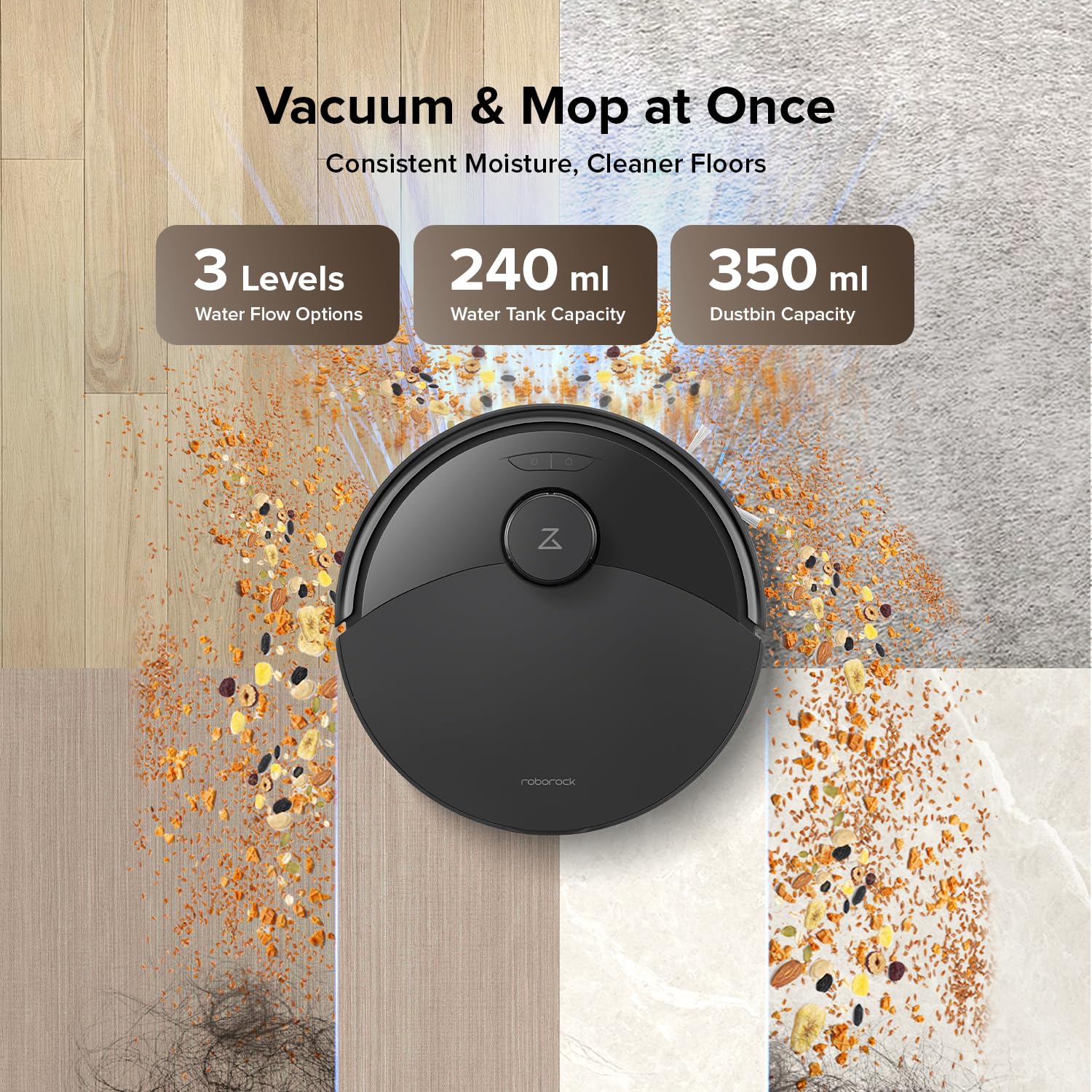 roborock Q10 X5+ Robot Aspirador y Trapeador, Autovaciante, Limpieza Manos Libres hasta 7 Semanas, Succión 10.000Pa, Evitación de Obstáculos, Navegación LiDAR, Zonas Prohibidas, Negro