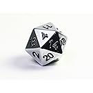 Solid Metal Chrome Silver D20 Polyhedral Dice Single Die