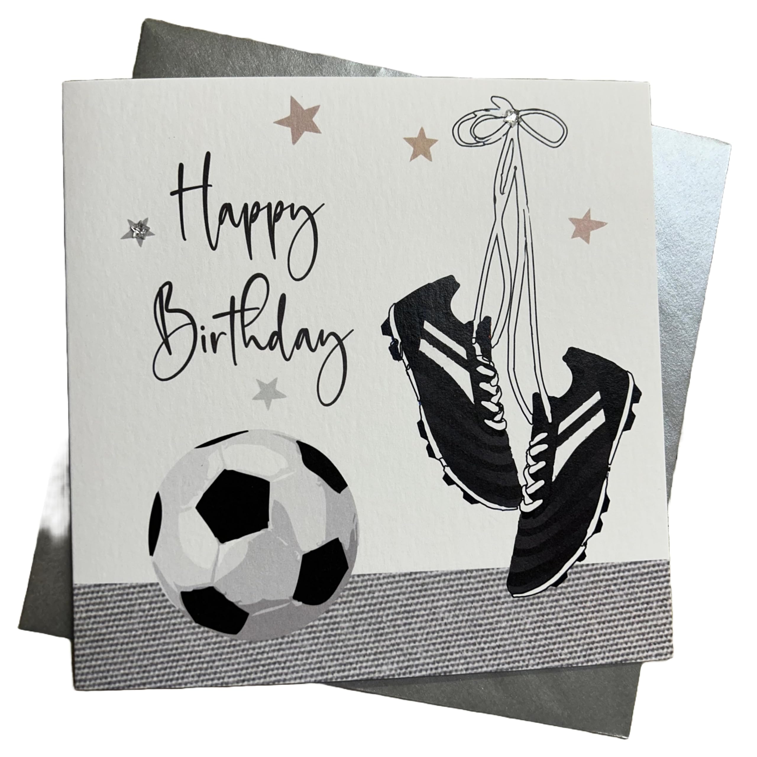 White Cotton Cards Football Happy Birthday Handmade Male Birthday Card, SB19