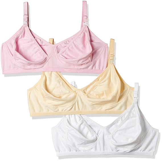 Non-Wired Nursing Bra (Pack of 3) (Po3-BR0014_Skin, White, Pink_40B)