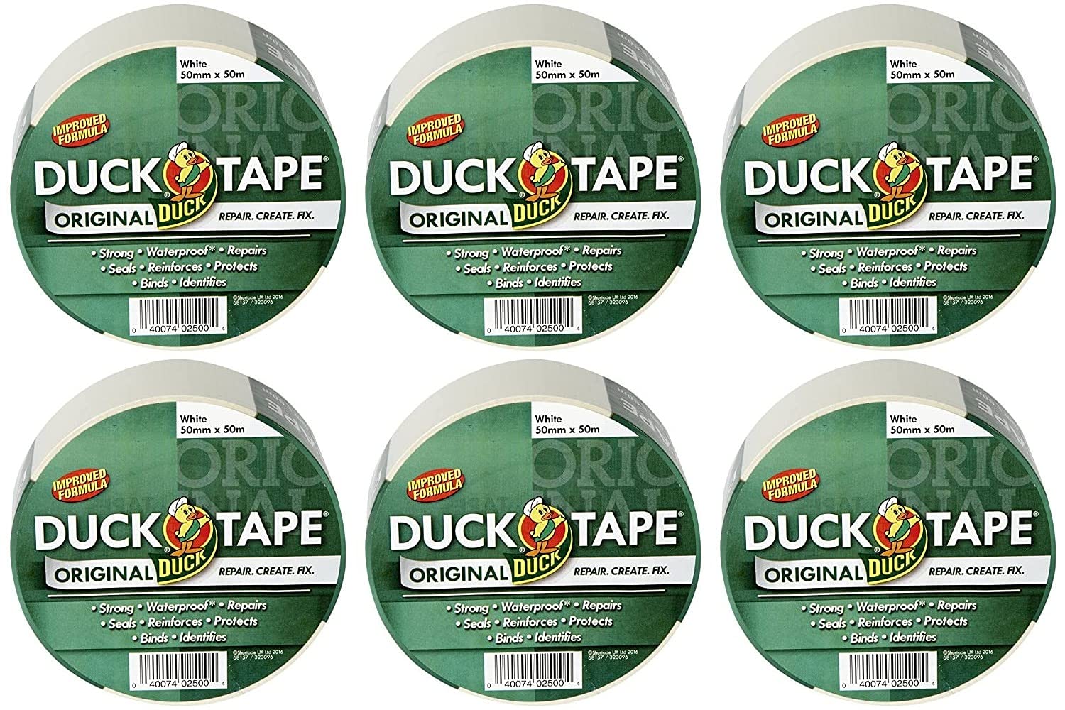 Duck Tape Original White, 50 mm x 50 m, Pack of 6 — image 1
