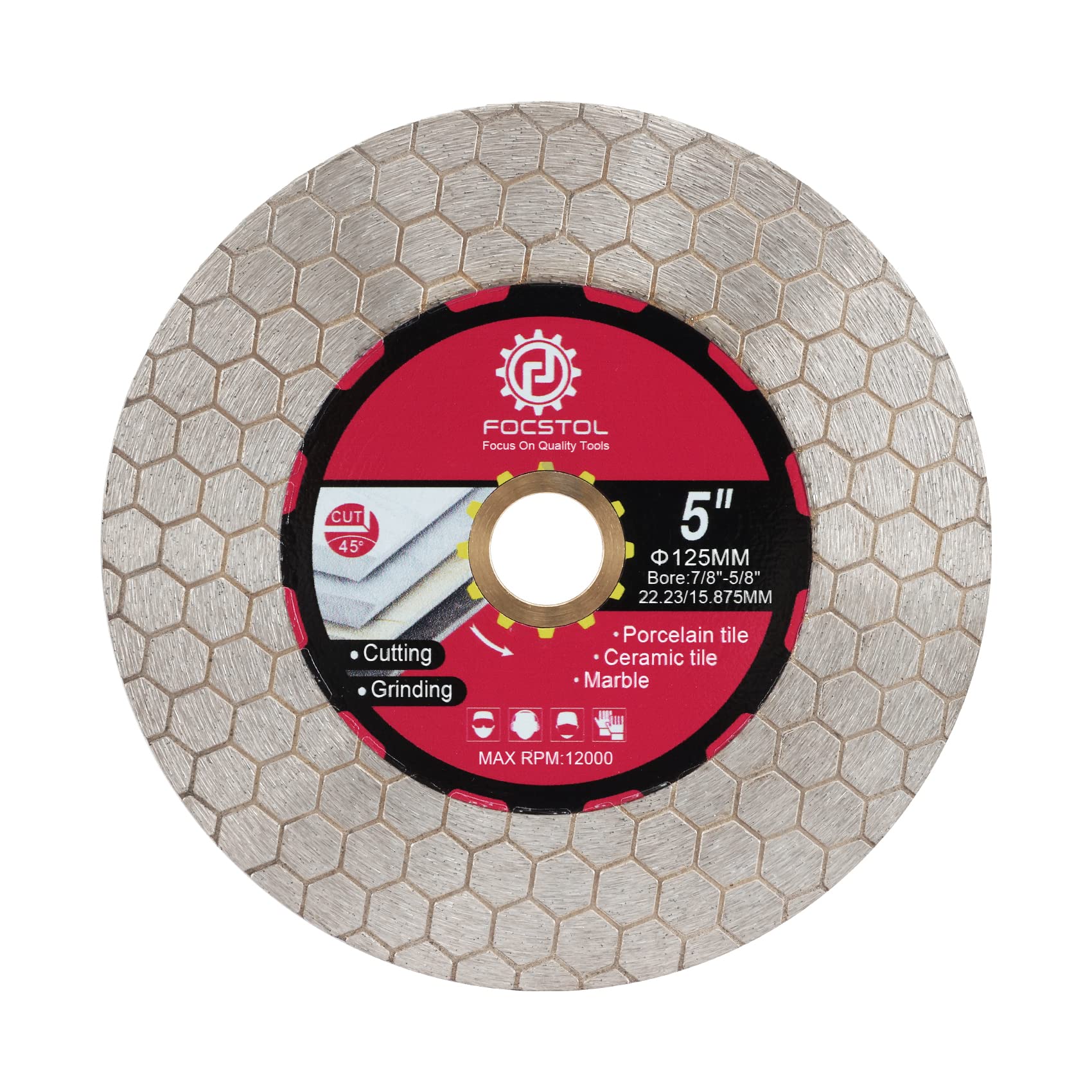 FOCSTOL Diamond Cutting Disc - 125mm Grinding Disc for Porcelain Ceramic Tile Marble Granite Artificial Stone — image 1