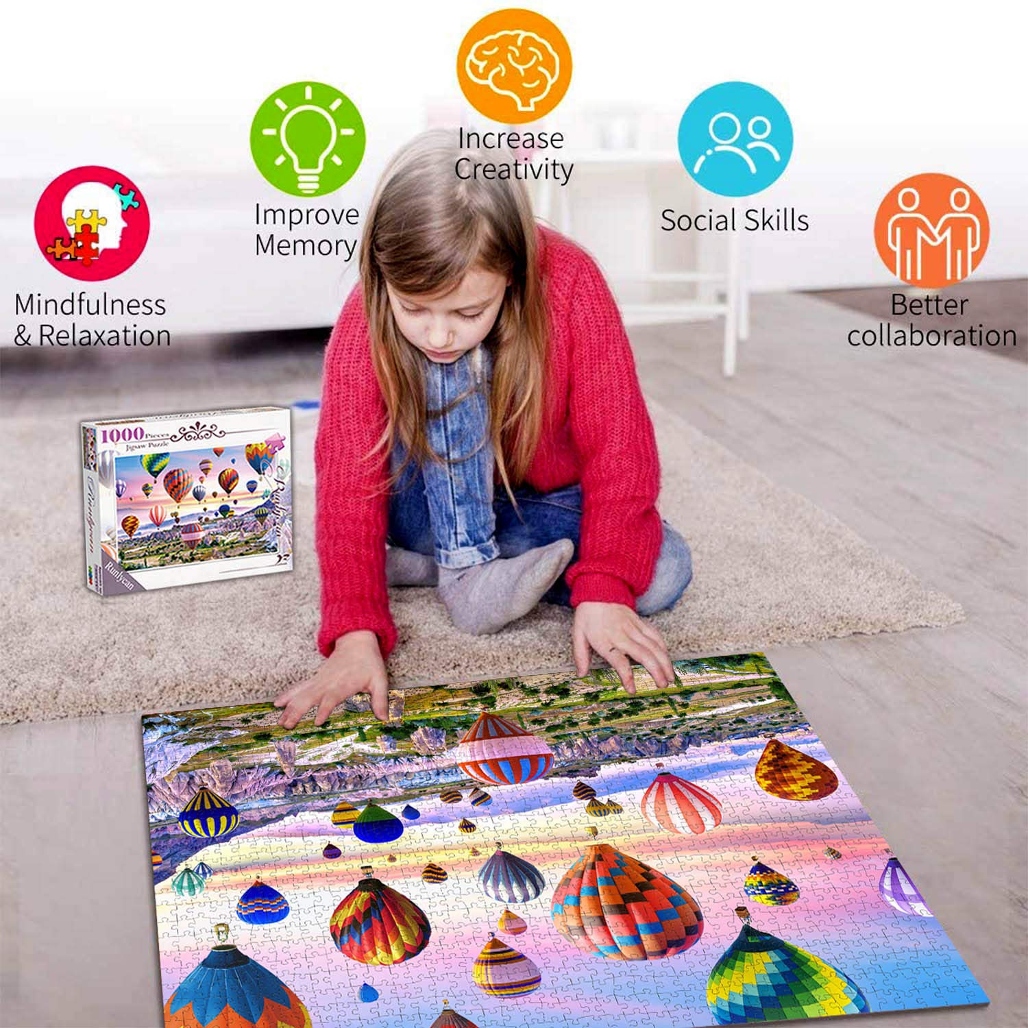 Puzzles for Adults 1000 Piece Puzzles for Adults –Hot Air Balloons Landscape Style Jigsaw Puzzle Game Toys Gift