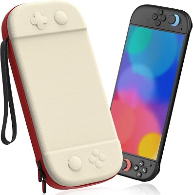 Capa fina para Nintendo Switch 2 (2025), Case Rígido de Viagem para 12 cassetes de jogos, Capa protetora para consola Switch 2 e acessórios de jogos, cores branca e vermelha
