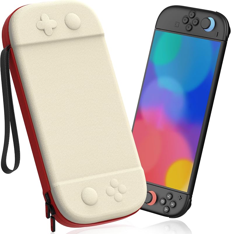 Funda Delgada para Nintendo Switch 2 (2025), Estuche rígido de Viaje para 12 casetes de Juegos, Funda Protectora para Consola Switch 2 y Accesorios de Juegos, Color Blanco y Rojo