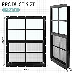 Tandefio 2 Pcs 18'' x 23'' Black Shed Window