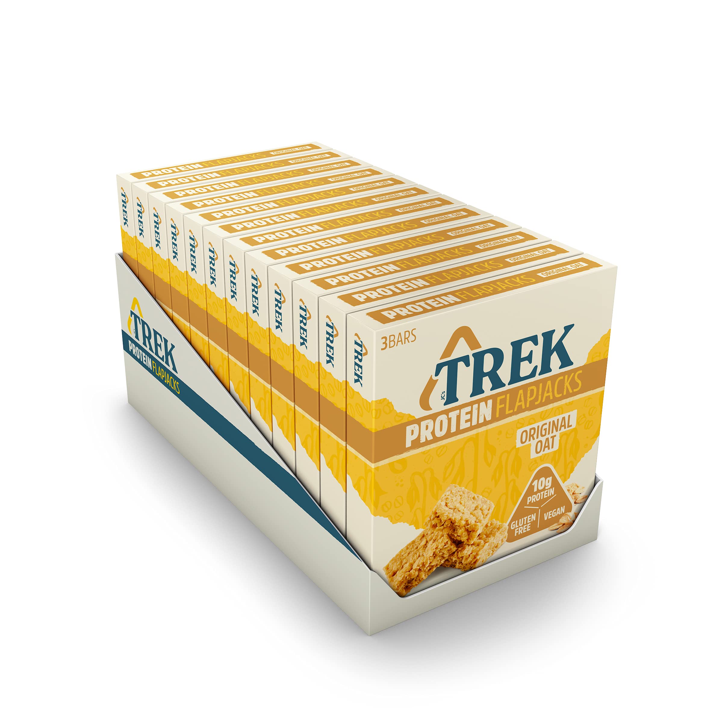 JB's TREK High Protein Flapjack Original Oat, Gluten Free, Plant Based, Vegan Snack, 50 g x 36 Bars