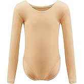 Dancina Leotard Long Sleeve Ballet Gymnastics Front Lined Cotton Bodysuit for Toddlers & Kids Ages 2-10