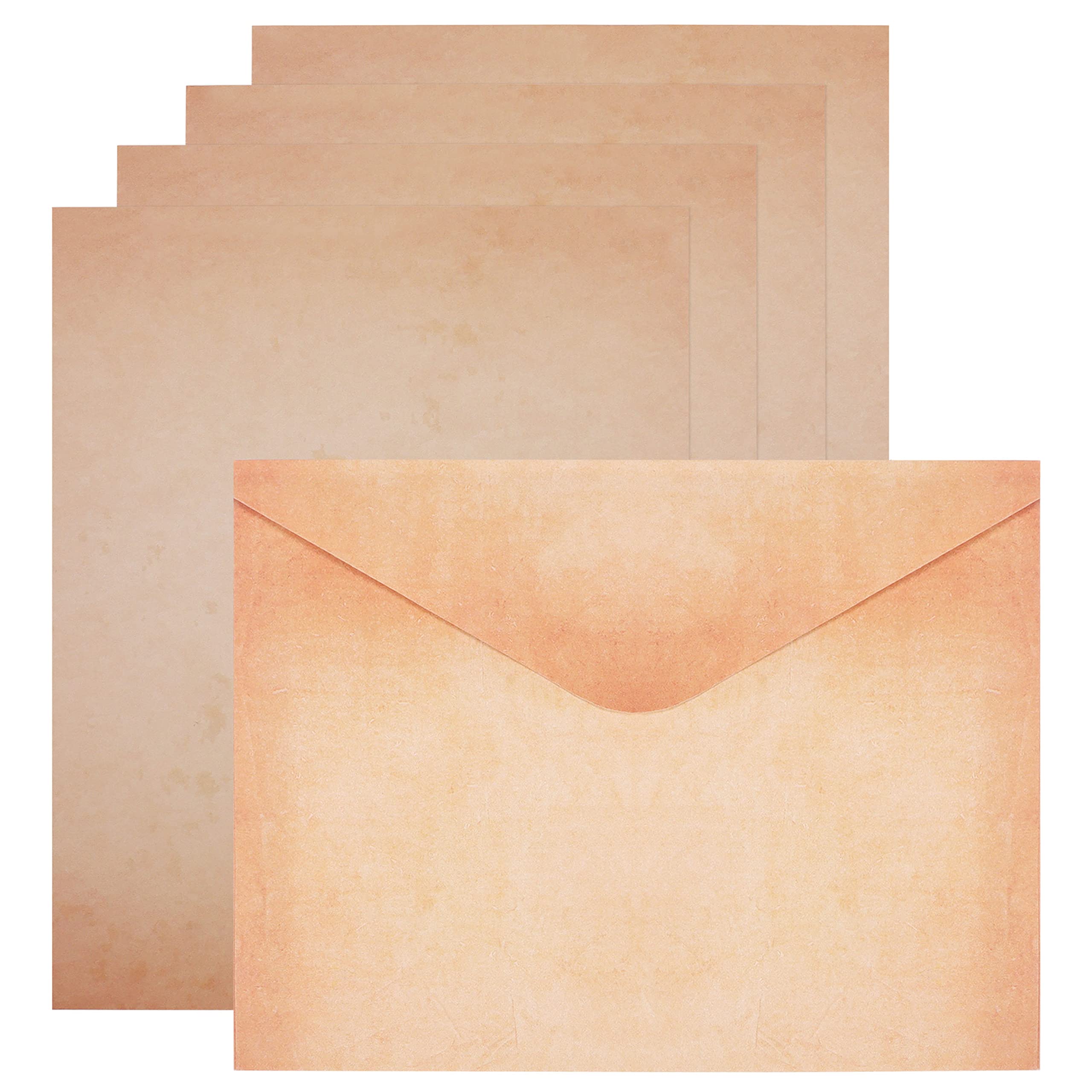 Belle Vous Blank Vintage Cards (60 Pack) - 60 Aged Cardstock Sheets and 60 Matching Envelopes - Vintage Card Stationery Set Ideal for Printing, Invitations, Greeting Cards, Letter Writing, and More