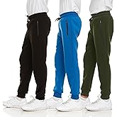 PURE CHAMP 3Pk Boys Sweatpants Fleece Athletic Workout Kids Clothes Boys Joggers with Zipper Pocket and Drawstring Size 4-20