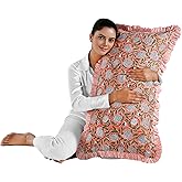 Ridhi Dark Salmon Pink 100% Cotton Block Print Ruffle Bed Sham Cover 20''×36'' Boho Floral Pillowcase, Bedroom Decor, Cottagecore, Soft Decorative Cushion Cover Gift for Spring, Easter, Valentine