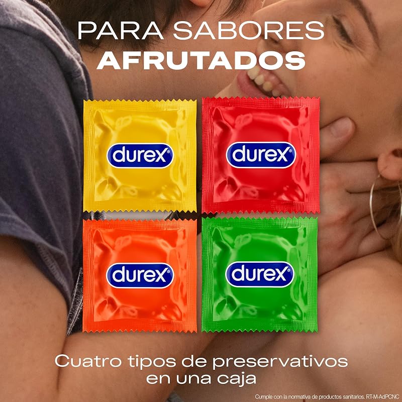 Preservativos Taste Me, sabores frutados para diversão extra, morango, banana, laranja e maçã, 12 preservativos