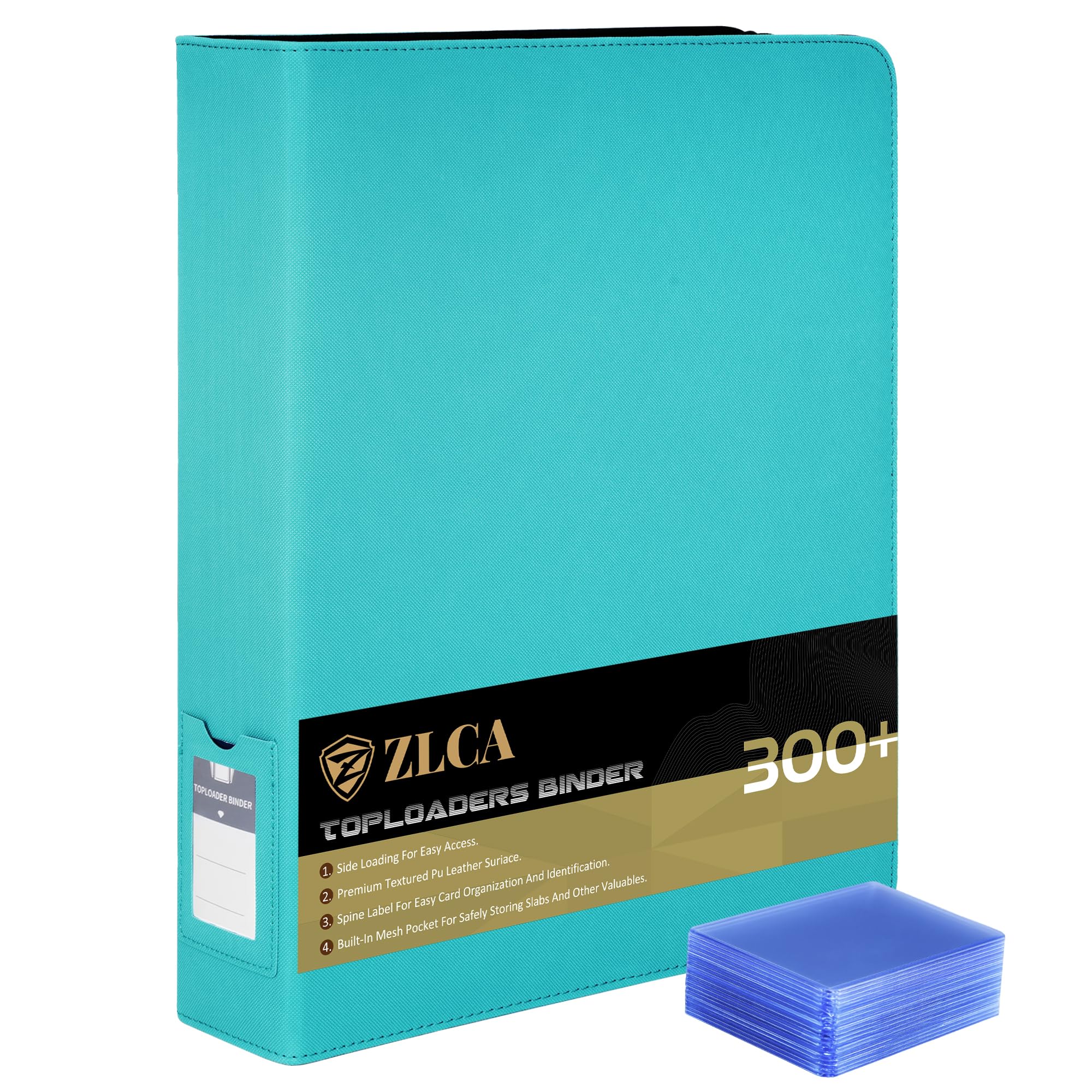 Photo 1 of ZLCA Top Loader Binder-9 Pocket, Hold 324 Cards?Trading Card Binder Includes 20 Top Loaders, Top Loaders Binder for Sport Card, MTG, TCG (Tiffany Blue)