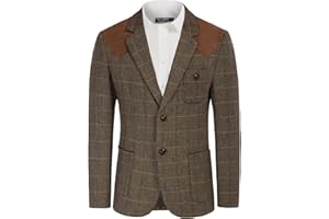 PJ PAUL JONES Men's Blazer Herringbone Tweed Sport Coats Two Button Wool Blend Formal Jacket