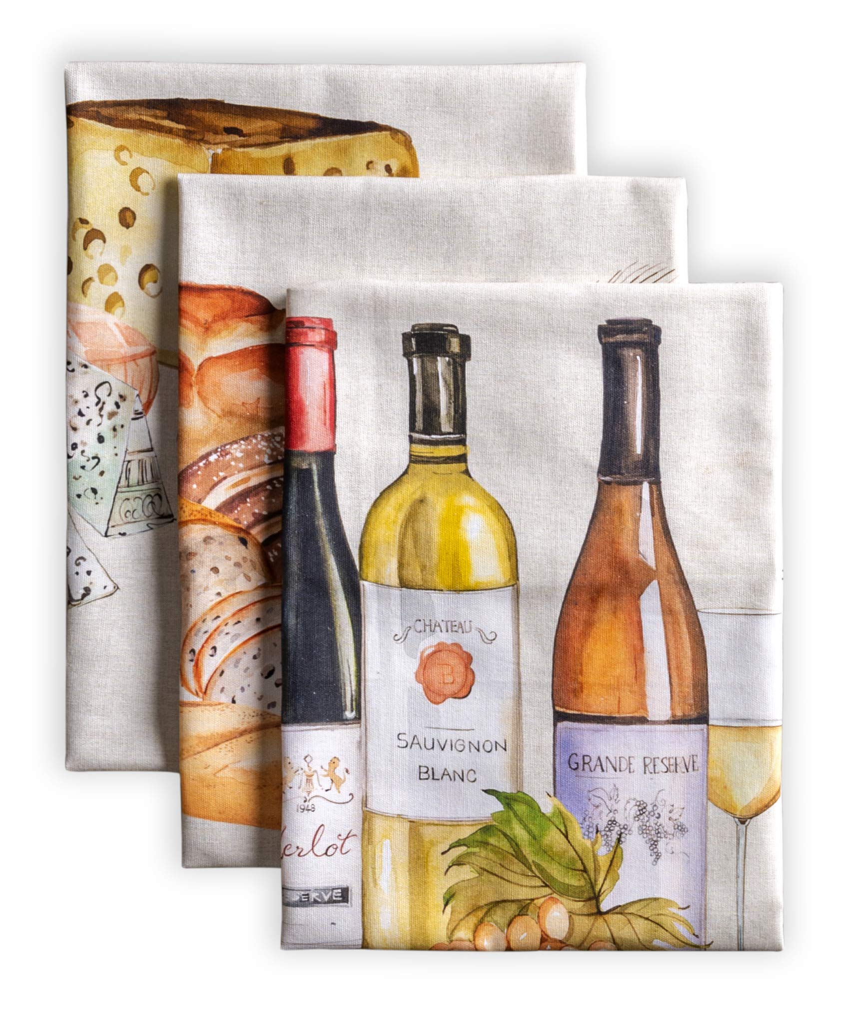 Maison d' Hermine Terroir 100% Cotton Set of 3 Multipurpose Kitchen Towels, Soft, Absorbent, Tea Towels, Bar Towels, (50.8 x 70.1 cm) — image 1