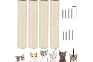 VCEPJH Cat Scratching Post Replacement for Indoor Cats 4Pcs 15.7in Cat Scratch Post Refill Pole Parts Sisal Rope Cat Furniture Protector with M8 Screws for Cat Tree Tower (White)